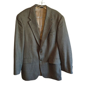 CHAPS Ralph Lauren Blazer Mens 42L Dark Brown Herringbone Silk Wool Sport Coat